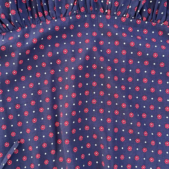 Draper James Navy Floral Polka Dot Ruffle Hem Dress Women’s Medium Retail $125 - Picture 10 of 10